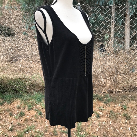 Black Knit Tank W/Pleat Detail - Sz 1X-EUC - Picture 2 of 8